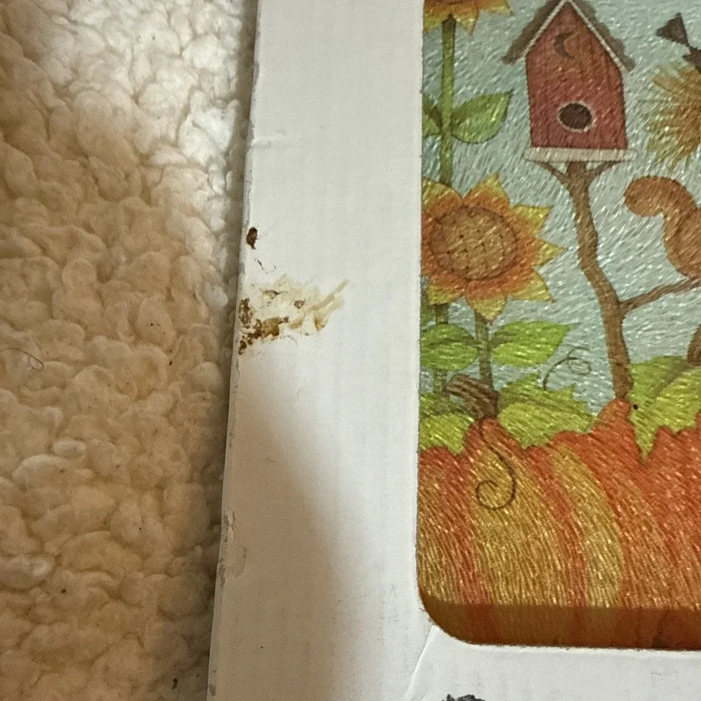 Glass Cutting Board Scarecrow Pumpkins Fall 12